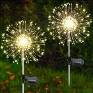 Solar Garden Lights Outdoor, 2 Pack 120 LED Twinkling Firework Lights Decorative